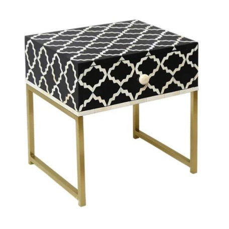 Bone Inlay Bedside Table (Night Stand, End Table)