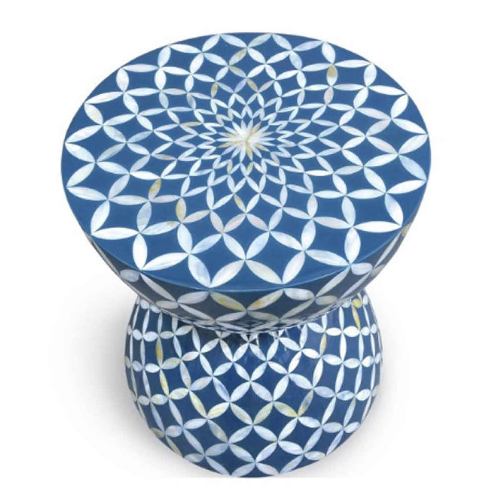 Bone Inlay End Table (Bedside Table, Night Stand)