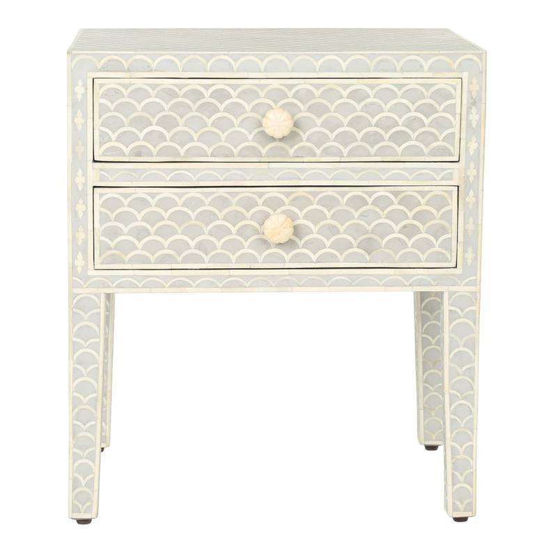 Bone Inlay Bedside Table (Night Stand, End Table)