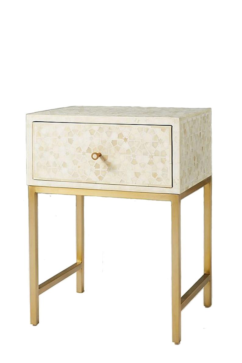 Bone Inlay Bedside Table (Night Stand, End Table)