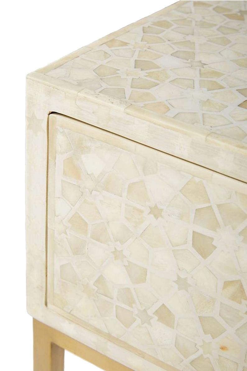 Bone Inlay Bedside Table (Night Stand, End Table)