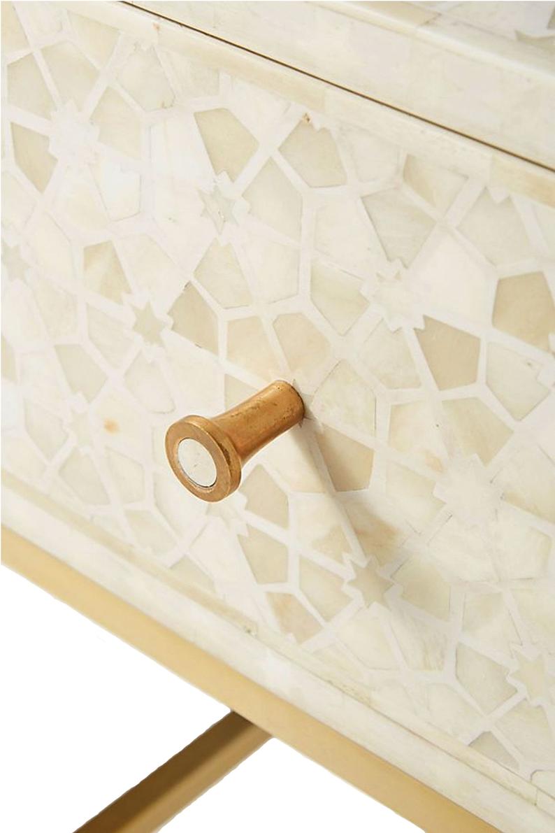 Bone Inlay Bedside Table (Night Stand, End Table)