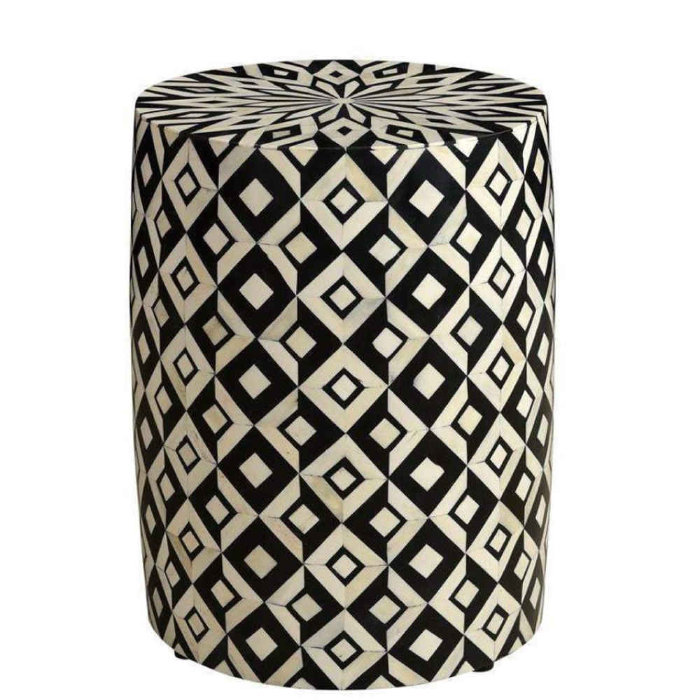 Bone Inlay End Table (Bedside Table, Night Stand)