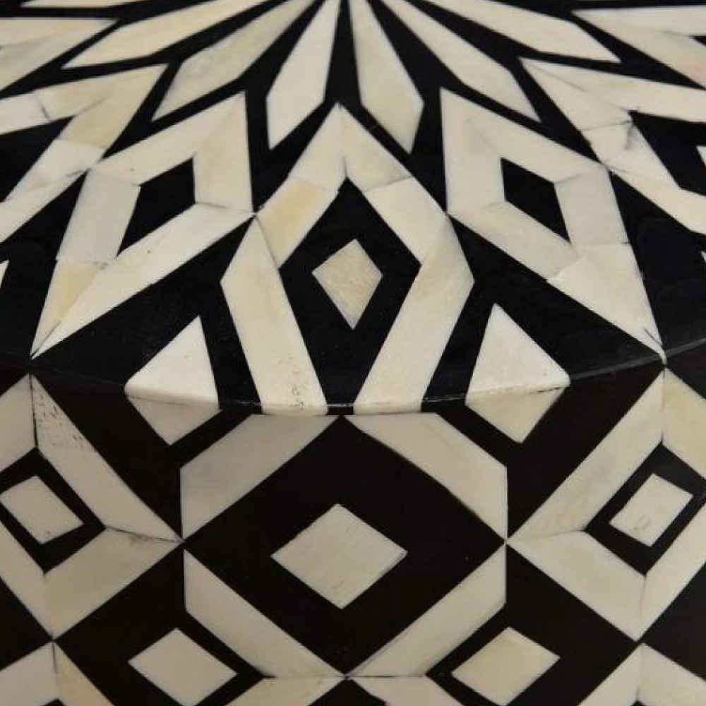 Bone Inlay End Table (Bedside Table, Night Stand)